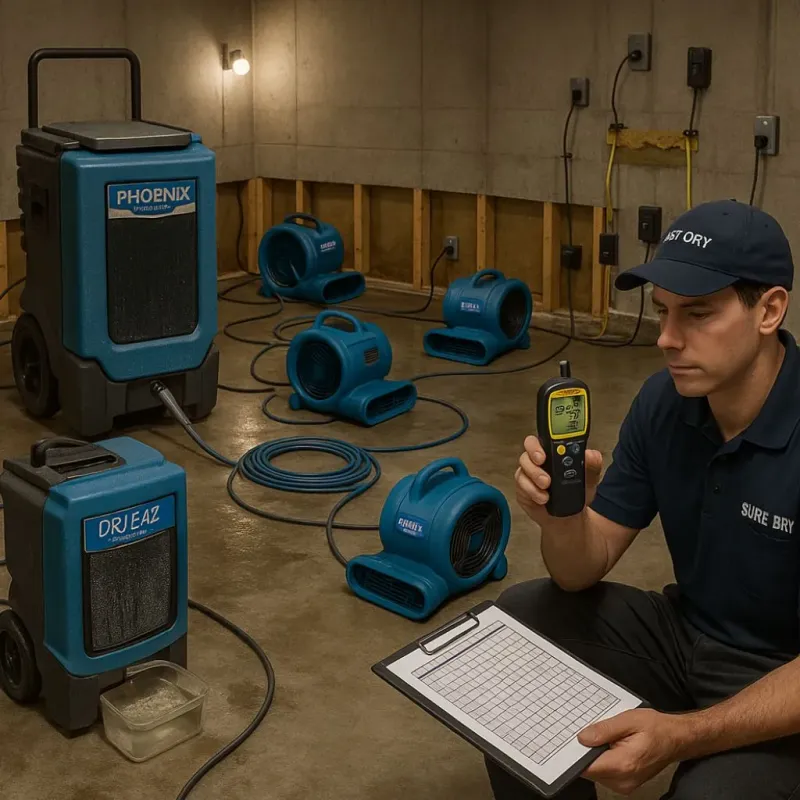 Structural Drying and Dehumidification process in Bell County, TX